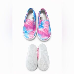 Girls Tie Dye Slip On Sneakers | Pink Blue | Size 8 Kids | Cute Casual Shoes
